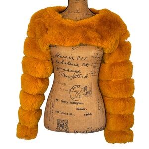Mustard Faux Fur Shrug